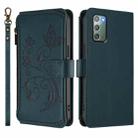 For Samsung Galaxy Note20 Butterfly Love Flower Multi-card Zipper Wallet Leather Phone Case(Dark Green) - 2