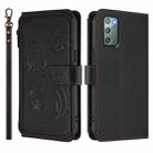 For Samsung Galaxy Note20 Butterfly Love Flower Multi-card Zipper Wallet Leather Phone Case(Black) - 2