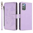 For Samsung Galaxy Note20 Butterfly Love Flower Multi-card Zipper Wallet Leather Phone Case(Light Purple) - 2