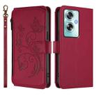 For OPPO A79 5G Global Butterfly Love Flower Multi-card Zipper Wallet Leather Phone Case(Wine Red) - 2