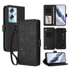 For OPPO A79 5G Global Butterfly Love Flower Multi-card Zipper Wallet Leather Phone Case(Black) - 1