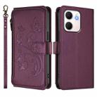For OPPO A5x 5G / 4G Global Butterfly Love Flower Multi-card Zipper Wallet Leather Phone Case(Dark Purple) - 2