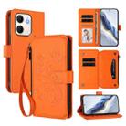 For OPPO A5x 5G / 4G Global Butterfly Love Flower Multi-card Zipper Wallet Leather Phone Case(Orange) - 1