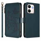 For OPPO A5x 5G / 4G Global Butterfly Love Flower Multi-card Zipper Wallet Leather Phone Case(Dark Green) - 2