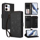 For OPPO A5x 5G / 4G Global Butterfly Love Flower Multi-card Zipper Wallet Leather Phone Case(Black) - 1