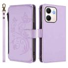 For OPPO A5x 5G / 4G Global Butterfly Love Flower Multi-card Zipper Wallet Leather Phone Case(Light Purple) - 2