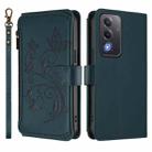 For OPPO A5 5G / A3 Pro 5G Global Butterfly Love Flower Multi-card Zipper Wallet Leather Phone Case(Dark Green) - 2