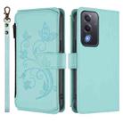 For OPPO A5 5G / A3 Pro 5G Global Butterfly Love Flower Multi-card Zipper Wallet Leather Phone Case(Mint Green) - 2