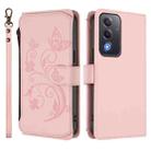 For OPPO A5 5G / A3 Pro 5G Global Butterfly Love Flower Multi-card Zipper Wallet Leather Phone Case(Pink) - 2