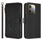For OPPO A5 Pro 5G / 4G Global Butterfly Love Flower Multi-card Zipper Wallet Leather Phone Case(Black) - 2