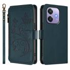 For OPPO A3x / A3 / A60 5G Global Butterfly Love Flower Multi-card Zipper Wallet Leather Phone Case(Dark Green) - 2
