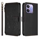 For OPPO A3x / A3 / A60 5G Global Butterfly Love Flower Multi-card Zipper Wallet Leather Phone Case(Black) - 2