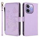 For OPPO A3x / A3 / A60 5G Global Butterfly Love Flower Multi-card Zipper Wallet Leather Phone Case(Light Purple) - 2