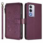 For OPPO A80 5G EU / K12x 5G Global Butterfly Love Flower Multi-card Zipper Wallet Leather Phone Case(Dark Purple) - 2