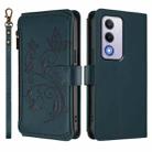For OPPO A80 5G EU / K12x 5G Global Butterfly Love Flower Multi-card Zipper Wallet Leather Phone Case(Dark Green) - 2