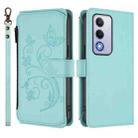 For OPPO A80 5G EU / K12x 5G Global Butterfly Love Flower Multi-card Zipper Wallet Leather Phone Case(Mint Green) - 2