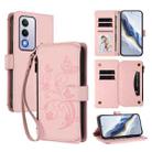 For OPPO A80 5G EU / K12x 5G Global Butterfly Love Flower Multi-card Zipper Wallet Leather Phone Case(Pink) - 1