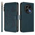 For OPPO A2 Pro 5G / F27 Pro 5G Butterfly Love Flower Multi-card Zipper Wallet Leather Phone Case(Dark Green) - 2