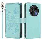 For OPPO A2 Pro 5G / F27 Pro 5G Butterfly Love Flower Multi-card Zipper Wallet Leather Phone Case(Mint Green) - 2