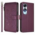 For OPPO A60 4G Global Butterfly Love Flower Multi-card Zipper Wallet Leather Phone Case(Dark Purple) - 2