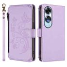 For OPPO A60 4G Global Butterfly Love Flower Multi-card Zipper Wallet Leather Phone Case(Light Purple) - 2