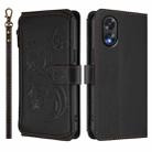 For OPPO A18 4G Global / A38 4G Butterfly Love Flower Multi-card Zipper Wallet Leather Phone Case(Black) - 2