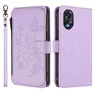 For OPPO A18 4G Global / A38 4G Butterfly Love Flower Multi-card Zipper Wallet Leather Phone Case(Light Purple) - 2