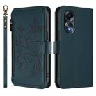 For OPPO A58 4G Global Butterfly Love Flower Multi-card Zipper Wallet Leather Phone Case(Dark Green) - 2