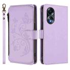 For OPPO A58 4G Global Butterfly Love Flower Multi-card Zipper Wallet Leather Phone Case(Light Purple) - 2