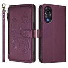 For OPPO A78 4G Global Butterfly Love Flower Multi-card Zipper Wallet Leather Phone Case(Dark Purple) - 2