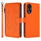 For OPPO A78 4G Global Butterfly Love Flower Multi-card Zipper Wallet Leather Phone Case(Orange) - 2