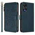 For OPPO A78 4G Global Butterfly Love Flower Multi-card Zipper Wallet Leather Phone Case(Dark Green) - 2