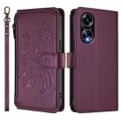 For OPPO A98 5G / F23 5G India Butterfly Love Flower Multi-card Zipper Wallet Leather Phone Case(Dark Purple) - 2