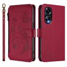 For OPPO A98 5G / F23 5G India Butterfly Love Flower Multi-card Zipper Wallet Leather Phone Case(Wine Red) - 2
