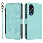 For OPPO A98 5G / F23 5G India Butterfly Love Flower Multi-card Zipper Wallet Leather Phone Case(Mint Green) - 2