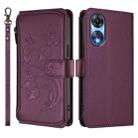 For OPPO A78 5G Global / A1x 5G Butterfly Love Flower Multi-card Zipper Wallet Leather Phone Case(Dark Purple) - 2