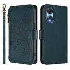 For OPPO A78 5G Global / A1x 5G Butterfly Love Flower Multi-card Zipper Wallet Leather Phone Case(Dark Green) - 2