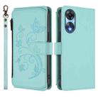 For OPPO A78 5G Global / A1x 5G Butterfly Love Flower Multi-card Zipper Wallet Leather Phone Case(Mint Green) - 2
