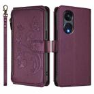 For OPPO Reno8 T 5G Global /  A1 Pro 5G Butterfly Love Flower Multi-card Zipper Wallet Leather Phone Case(Dark Purple) - 2