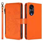 For OPPO Reno8 T 5G Global /  A1 Pro 5G Butterfly Love Flower Multi-card Zipper Wallet Leather Phone Case(Orange) - 2