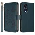 For OPPO Reno8 T 5G Global /  A1 Pro 5G Butterfly Love Flower Multi-card Zipper Wallet Leather Phone Case(Dark Green) - 2