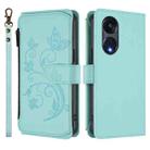 For OPPO Reno8 T 5G Global /  A1 Pro 5G Butterfly Love Flower Multi-card Zipper Wallet Leather Phone Case(Mint Green) - 2