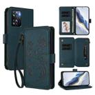 For OPPO A57 / A77 / A57s 4G Global Butterfly Love Flower Multi-card Zipper Wallet Leather Phone Case(Dark Green) - 1