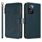 For OPPO A57 / A77 / A57s 4G Global Butterfly Love Flower Multi-card Zipper Wallet Leather Phone Case(Dark Green) - 2