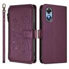 For OPPO A17 4G Global / A17k Butterfly Love Flower Multi-card Zipper Wallet Leather Phone Case(Dark Purple) - 2