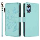 For OPPO A17 4G Global / A17k Butterfly Love Flower Multi-card Zipper Wallet Leather Phone Case(Mint Green) - 2