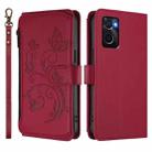 For OPPO A36 / A76 / A96 / K10 4G Butterfly Love Flower Multi-card Zipper Wallet Leather Phone Case(Wine Red) - 2