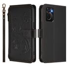 For OPPO A36 / A76 / A96 / K10 4G Butterfly Love Flower Multi-card Zipper Wallet Leather Phone Case(Black) - 2