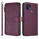 For OPPO A16e / A16k Butterfly Love Flower Multi-card Zipper Wallet Leather Phone Case(Dark Purple) - 2
