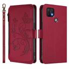 For OPPO A16e / A16k Butterfly Love Flower Multi-card Zipper Wallet Leather Phone Case(Wine Red) - 2